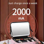 Organizador de maquillaje portátil con espejo LED